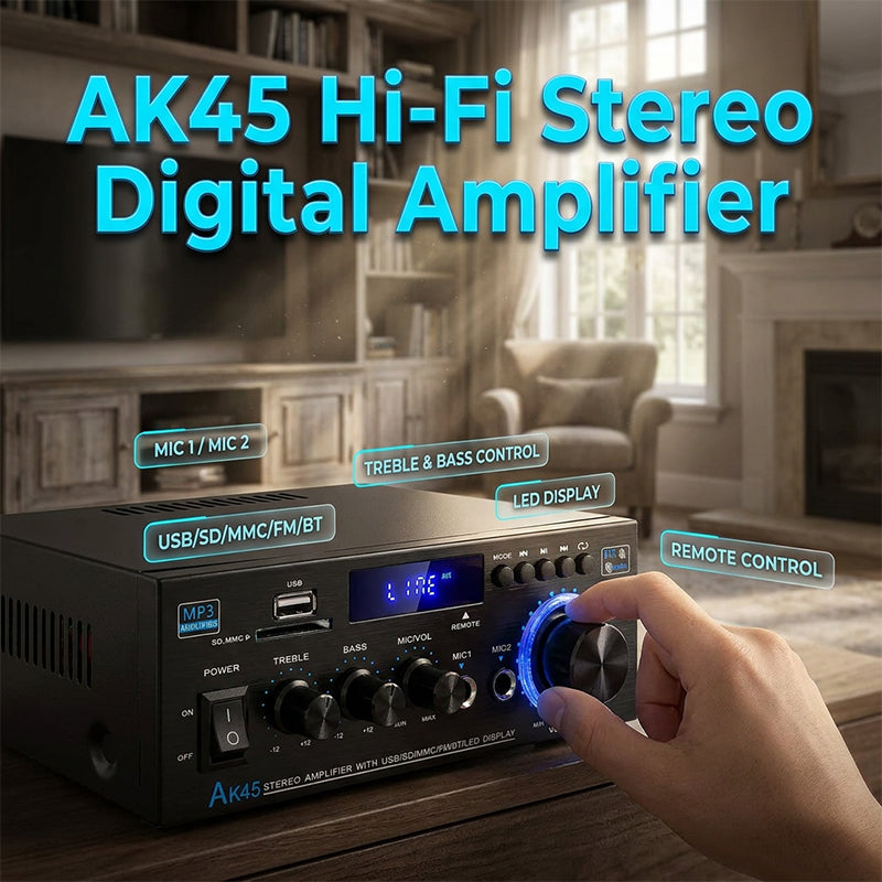 🎶 Digitaler Karaoke-Verstärker – Bluetooth, USB & AUX, perfekt für Mikrofon, Gitarre & Lautsprecher, kompakt & leicht zu transportieren 🎸