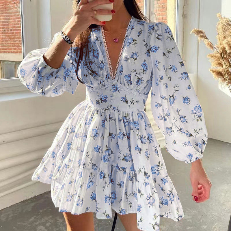 🎉Zeitlich begrenzter Rabatt! 🎉Romantisches Sommerkleid für Damen🌸 | Blumendruck & Laternenärmel | Schmeichelnd & Bequem🎀💃