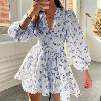 🎉Zeitlich begrenzter Rabatt! 🎉Romantisches Sommerkleid für Damen🌸 | Blumendruck & Laternenärmel | Schmeichelnd & Bequem🎀💃