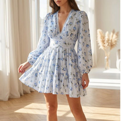 🎉Zeitlich begrenzter Rabatt! 🎉Romantisches Sommerkleid für Damen🌸 | Blumendruck & Laternenärmel | Schmeichelnd & Bequem🎀💃