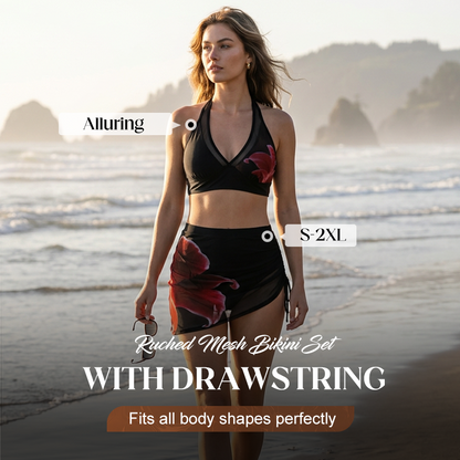 👙 50% RABATT JETZT! 🩱 Gerafftes Mesh-Bikini-Set mit Kordelzug – Weich, atmungsaktiv & verstellbar – Perfekt für Strand, Pool oder Sommerurlaub – schmeichelnd und komfortabel 🌊✨