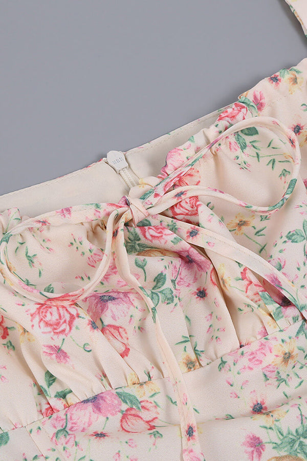 🎁Heißer Verkauf 50% RABATT⏳Kleid mit eckigem Ausschnitt, Puffärmeln und Blumendruck