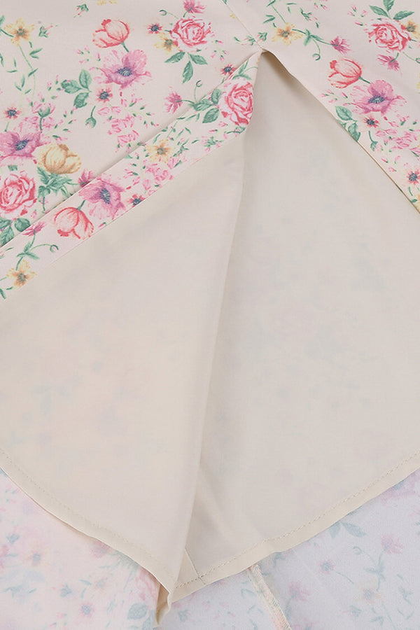 🎁Heißer Verkauf 50% RABATT⏳Kleid mit eckigem Ausschnitt, Puffärmeln und Blumendruck