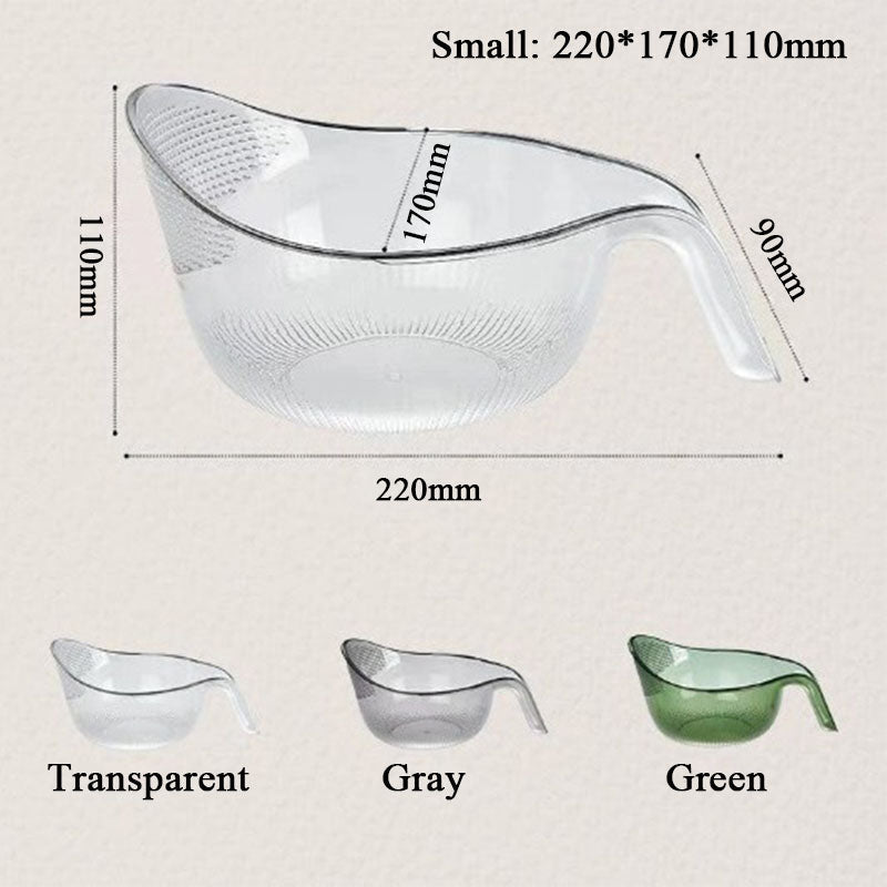 🍚💧 Reisspüle mit integriertem Abtropfsieb – rutschfester Boden, stabiler Griff & feine Löcher für perfekte Wasserabfuhr, ideal für Hülsenfrüchte, Obst & Gemüse