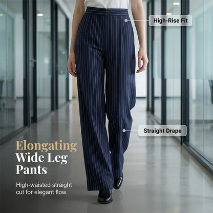 💼✨ Damen Nadelstreifen-Jumpsuit mit Wickelgürtel – Eleganter Einteiler, Schmeichelhafter V-Ausschnitt & Weites Bein, Mühelos vom Büro zum Abendessen