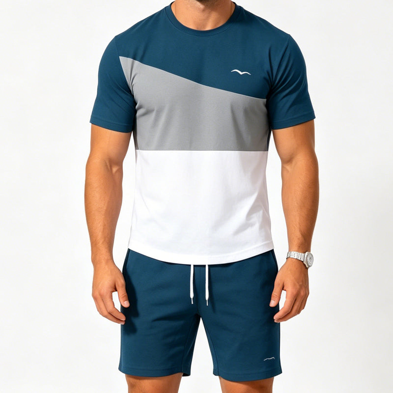 👕 50% RABATT JETZT! 🎨 Herren Colorblock T-Shirt & Shorts Set – Weicher Stoff & atmungsaktiv – Perfekt für Sommer, Sport oder Entspannung – Stilvoll und bequem 🩳✨