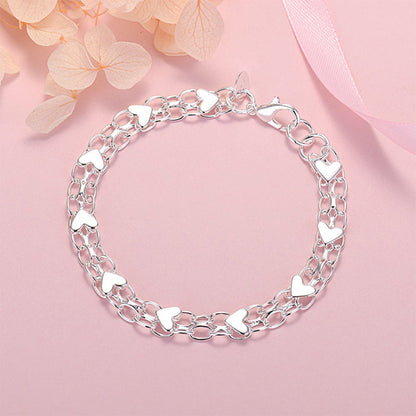 📢📢50% RABATT!! ⏰Doppelketten-Herzanhänger-Armband