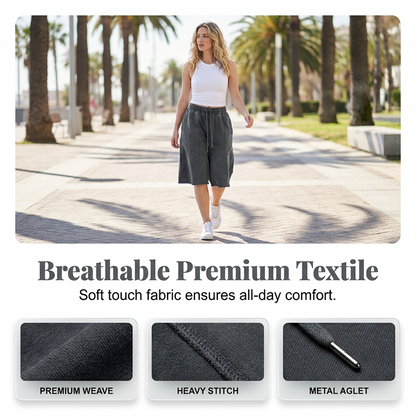 🔥👖 50 % Rabatt! Jeansshorts mit weitem Bein – Bund mit Kordelzug, lockere Passform, leichtes Material – ideal für Strand, Stadt & Alltag. 💨🌸