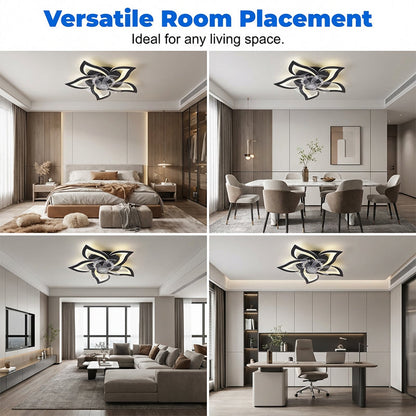 Moderner blumenförmiger Deckenventilator mit Licht & Fernbedienung