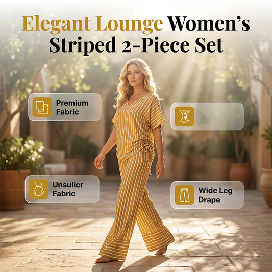 💛Damen Gestreiftes 2-teiliges Set – Oberteil & Weite Hose
