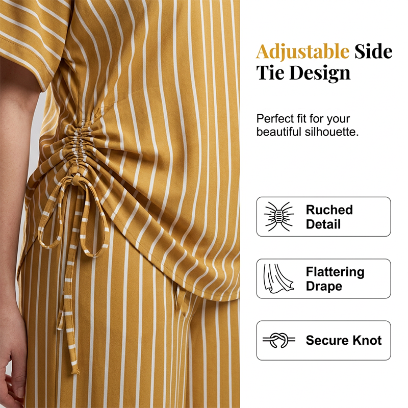 💛Damen Gestreiftes 2-teiliges Set – Oberteil & Weite Hose
