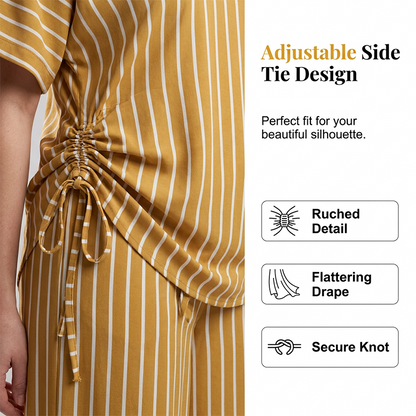 💛Damen Gestreiftes 2-teiliges Set – Oberteil & Weite Hose