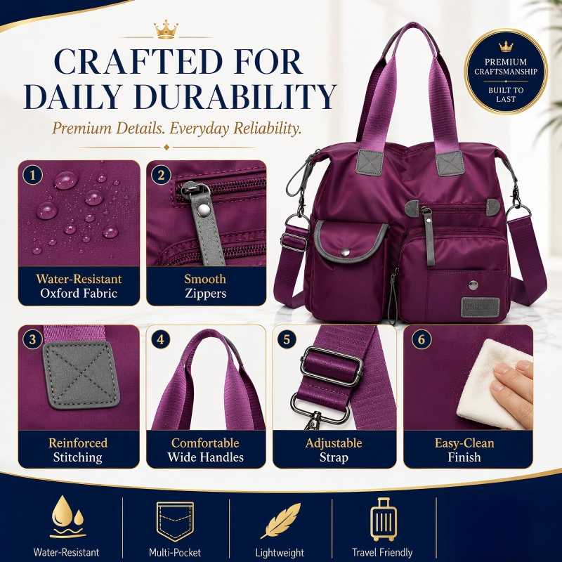 🌟 50% OFF! Large Waterproof Tote Bag – Spacious main compartment, multiple pockets & 3 carrying ways. Lightweight Oxford fabric – perfect for work, shopping & travel! 💪✨