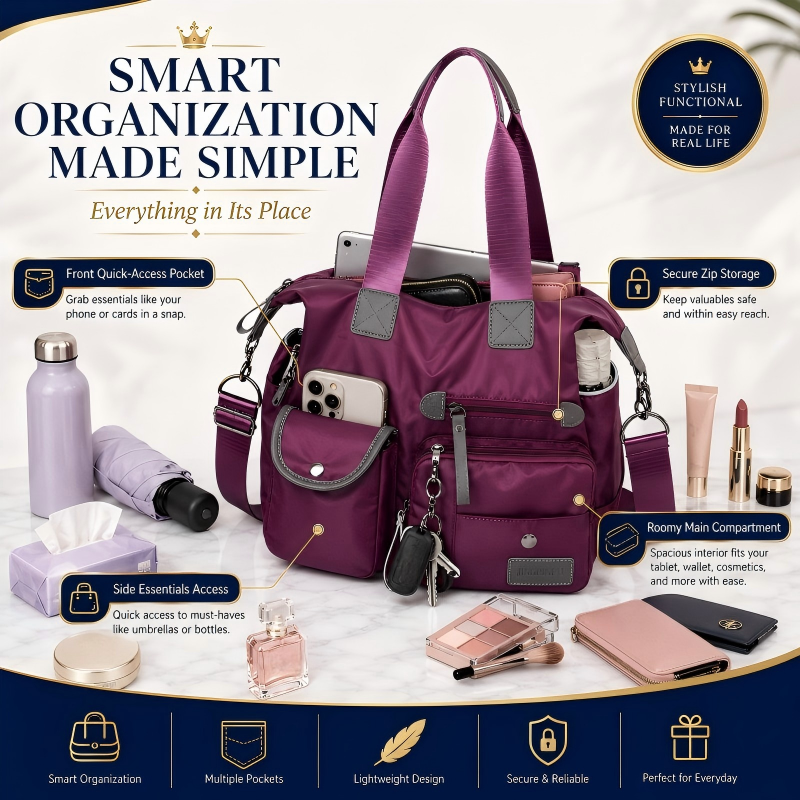 🌟 50% OFF! Large Waterproof Tote Bag – Spacious main compartment, multiple pockets & 3 carrying ways. Lightweight Oxford fabric – perfect for work, shopping & travel! 💪✨