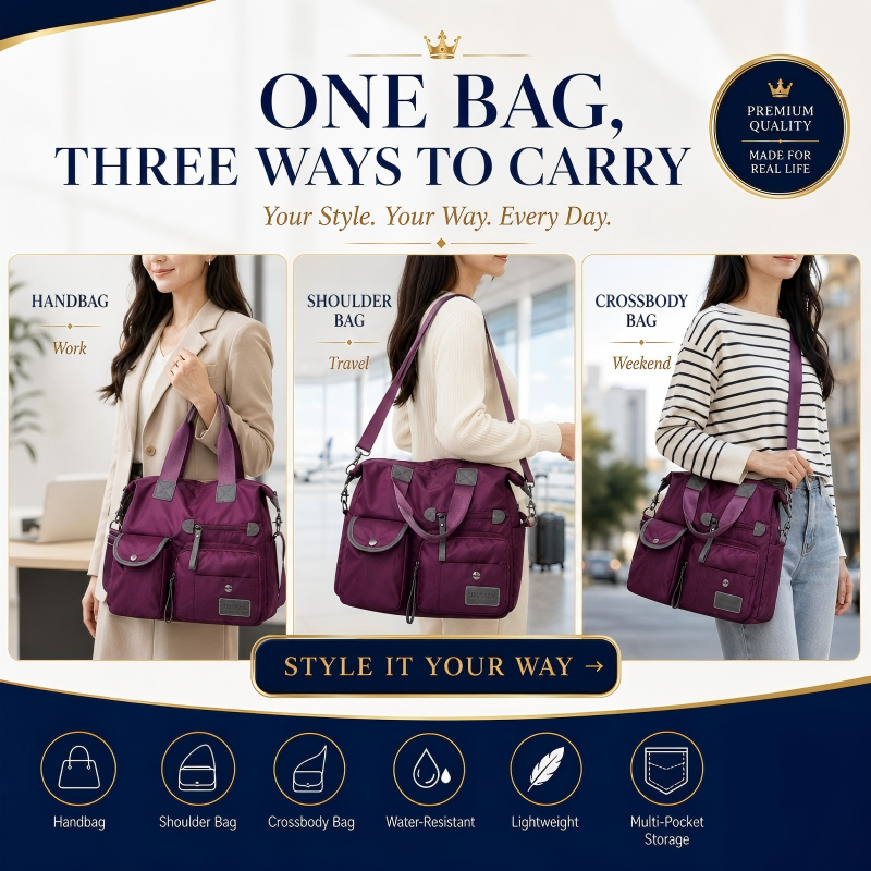 🌟 50% OFF! Large Waterproof Tote Bag – Spacious main compartment, multiple pockets & 3 carrying ways. Lightweight Oxford fabric – perfect for work, shopping & travel! 💪✨