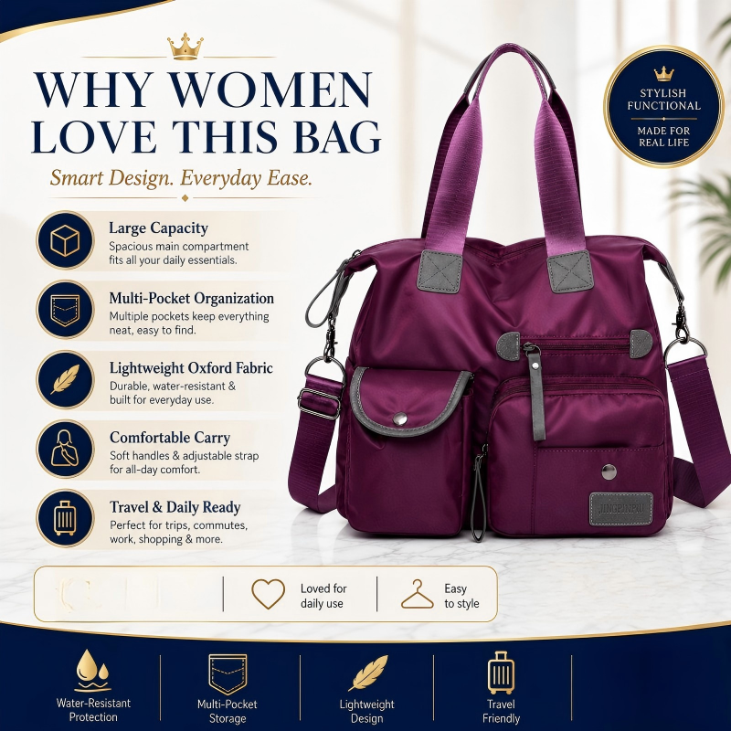🌟 50% OFF! Large Waterproof Tote Bag – Spacious main compartment, multiple pockets & 3 carrying ways. Lightweight Oxford fabric – perfect for work, shopping & travel! 💪✨