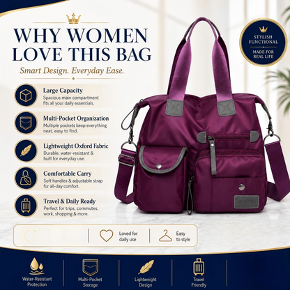 🌟 50% OFF! Large Waterproof Tote Bag – Spacious main compartment, multiple pockets & 3 carrying ways. Lightweight Oxford fabric – perfect for work, shopping & travel! 💪✨