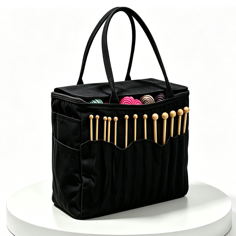 🧶 Canvas Strick- & Häkeltasche – großes Fassungsvermögen, tragbar, für Nadeln, Wolle & Zubehör