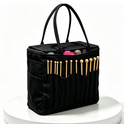 🧶 Canvas Strick- & Häkeltasche – großes Fassungsvermögen, tragbar, für Nadeln, Wolle & Zubehör