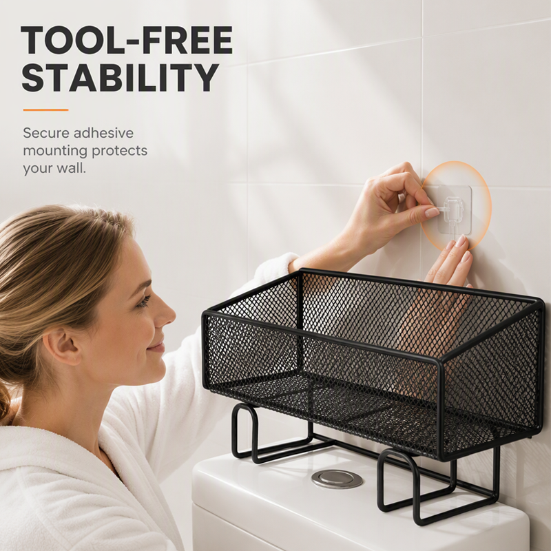 ⭐ Bestseller! Platzsparendes Regal für über der Toilette – ohne Bohren, rostfrei, belüftetes Gitterdesign.🚽✨