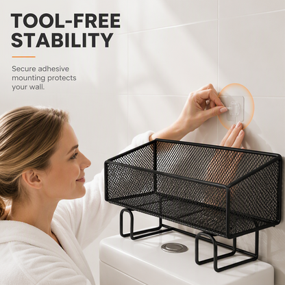 ⭐ Bestseller! Platzsparendes Regal für über der Toilette – ohne Bohren, rostfrei, belüftetes Gitterdesign.🚽✨