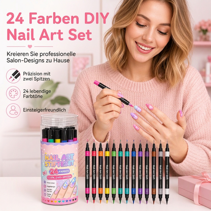 📢📢 50% RABATT !!⏰️ 24 Farben Doppelendige Nailart-Stifte Set