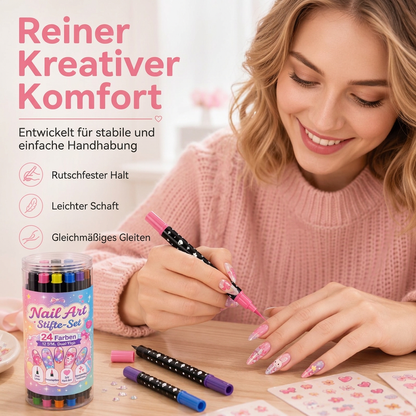 📢📢 50% RABATT !!⏰️ 24 Farben Doppelendige Nailart-Stifte Set