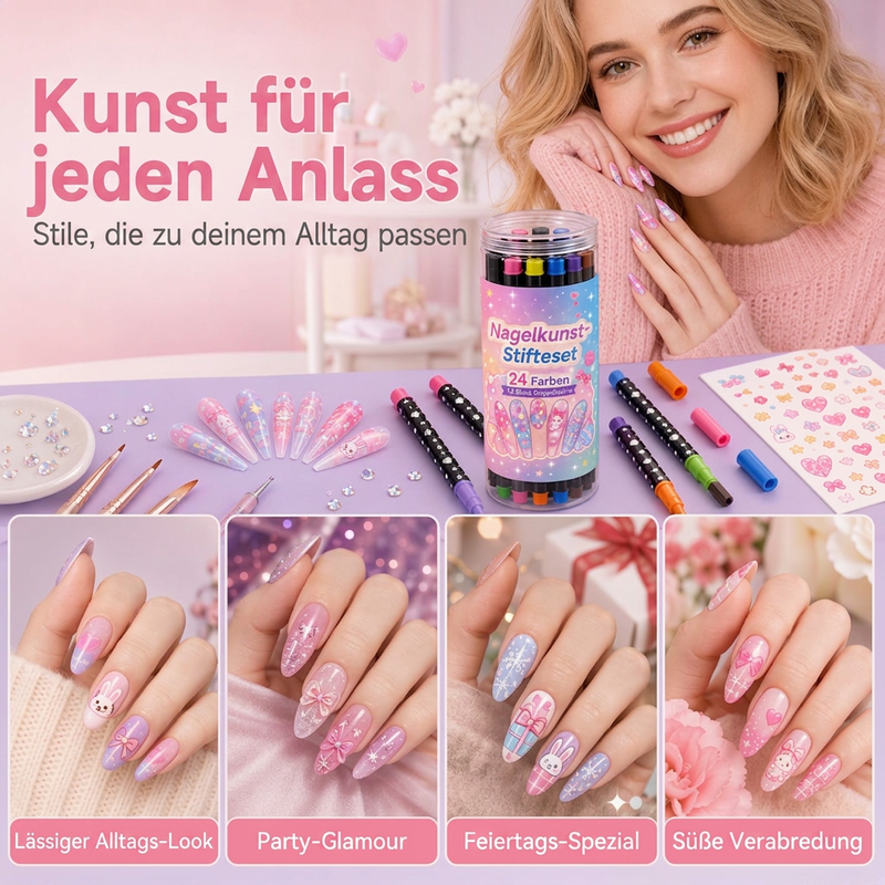 📢📢 50% RABATT !!⏰️ 24 Farben Doppelendige Nailart-Stifte Set