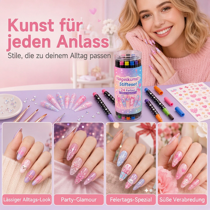 📢📢 50% RABATT !!⏰️ 24 Farben Doppelendige Nailart-Stifte Set