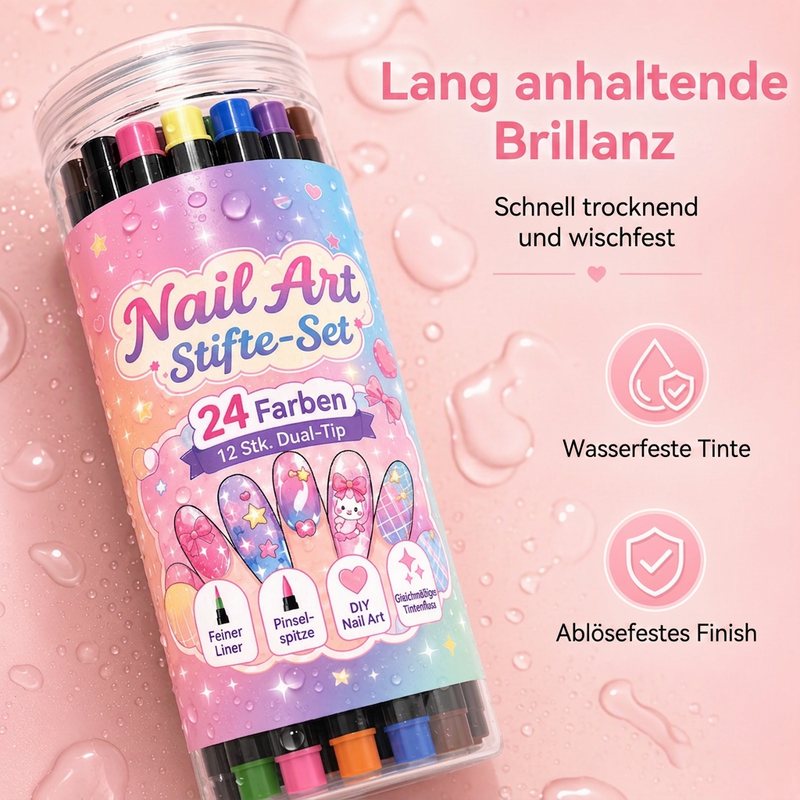 📢📢 50% RABATT !!⏰️ 24 Farben Doppelendige Nailart-Stifte Set