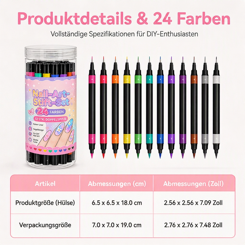 📢📢 50% RABATT !!⏰️ 24 Farben Doppelendige Nailart-Stifte Set
