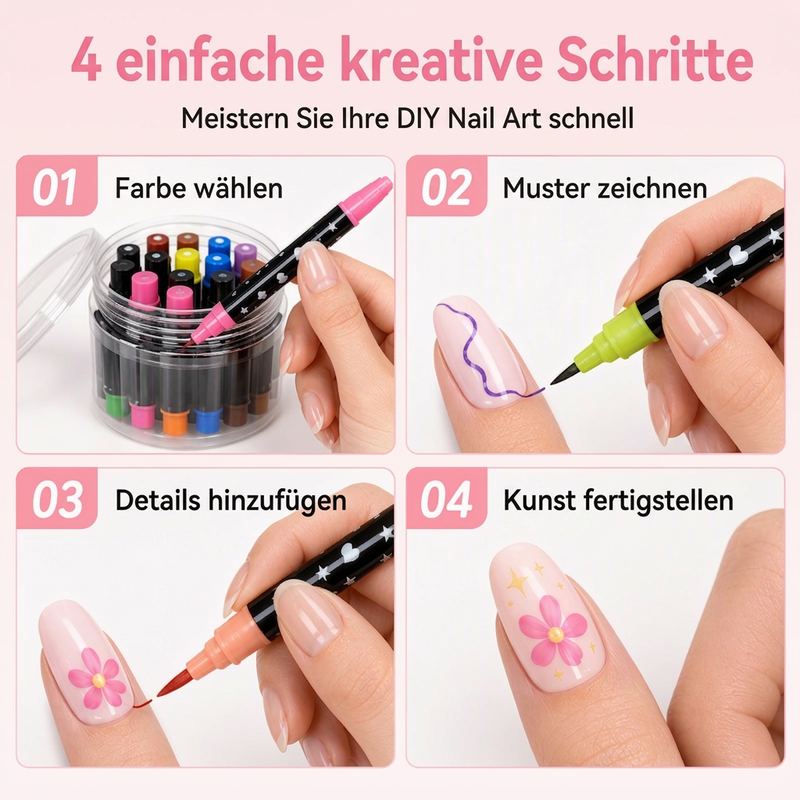 📢📢 50% RABATT !!⏰️ 24 Farben Doppelendige Nailart-Stifte Set
