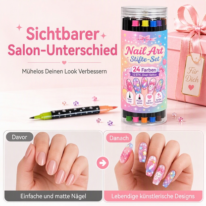 📢📢 50% RABATT !!⏰️ 24 Farben Doppelendige Nailart-Stifte Set